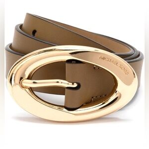 Michael Kors Oval brass buckle Non Reversible leather belt